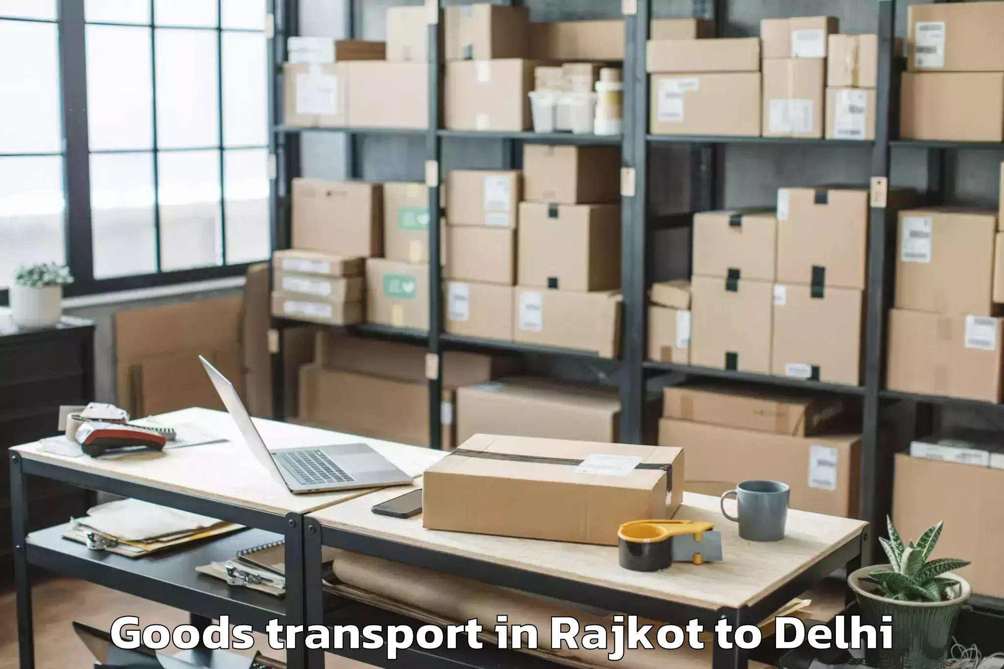 Easy Rajkot to Naraina Industrial Estate Goods Transport Booking